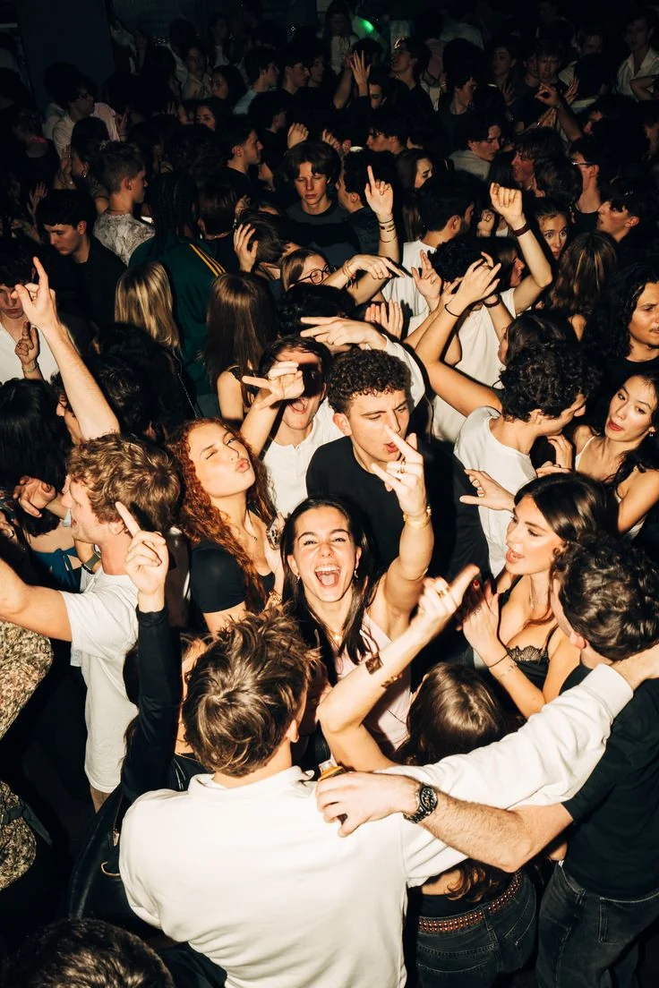 Crowd dancing at night